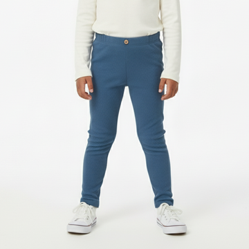 TEAL BLUE RIBBED FABRIC PLAIN BACK POCKET PAJAMA